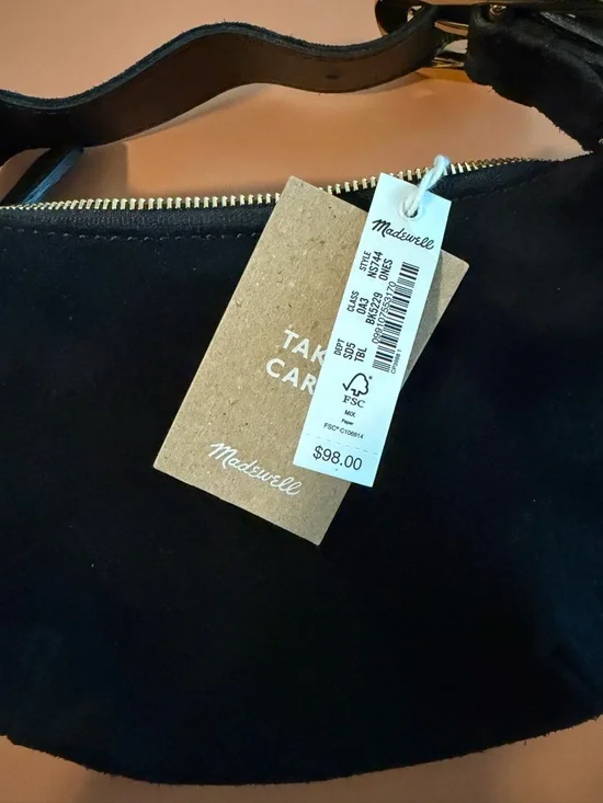 Madewell Black Suede Crescent Mini Bag with Gold Buckle - Picture 3 of 3